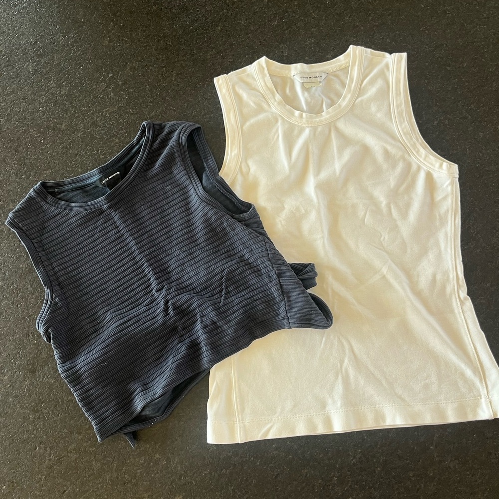 Club Monaco Navy and White Tank Top Bundle